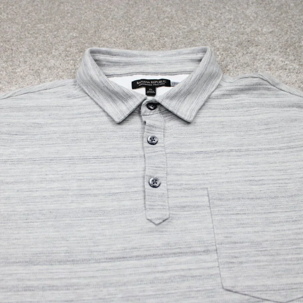 Banana Republic Performance Pique‎ Polo Shirt Mens XL Gray Cotton Stretch S/S